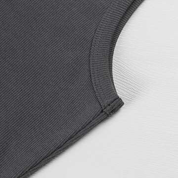 Artfish Women's Sleeveless Shirt Ribbed Fitted Scoop Neck Basic Long Crop Tank Top Square Cotton Charcoal Grey, XS