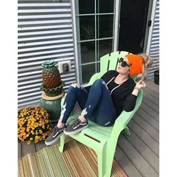 Funky Junque Beanie Tail Women's One Hole Neon Orange Messy Bun Ponytail Beanie Hat, Hunting Beanie, One Size