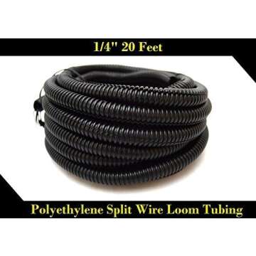 Durable 20 FT Black Split Loom Tubing for Wires