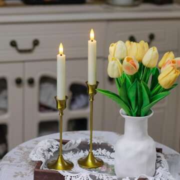 Mavandes 6.4 Inches LED Taper Candles – Ivory Flameless, Remote, Timer