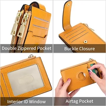 AirTag Bifold Wallet: Women's Genuine Leather Holder