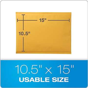 Quality Park Large Bubble Mailers, 10.5 x 15 Shipping Envelopes, Durable Brown Kraft Padded Envelopes, Redi-Strip Peel Off Closure, 25/Box (QUA85763)