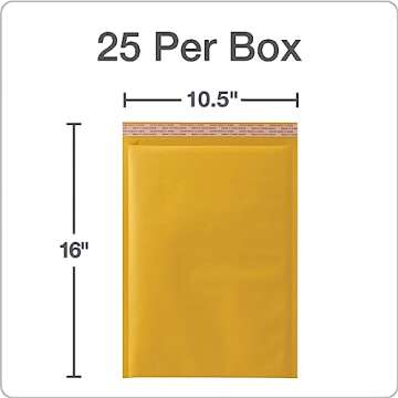 Quality Park Large Bubble Mailers, 10.5 x 15 Shipping Envelopes, Durable Brown Kraft Padded Envelopes, Redi-Strip Peel Off Closure, 25/Box (QUA85763)