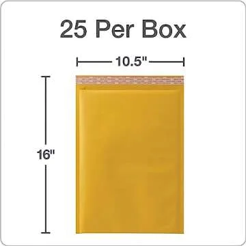 Quality Park Large Bubble Mailers, 10.5 x 15 Shipping Envelopes, Durable Brown Kraft Padded Envelopes, Redi-Strip Peel Off Closure, 25/Box (QUA85763)