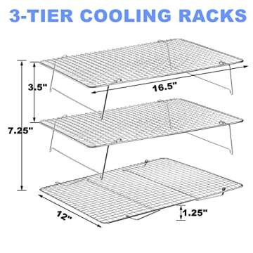 Tebery Stainless Steel 3-Tier Cooling Rack Set