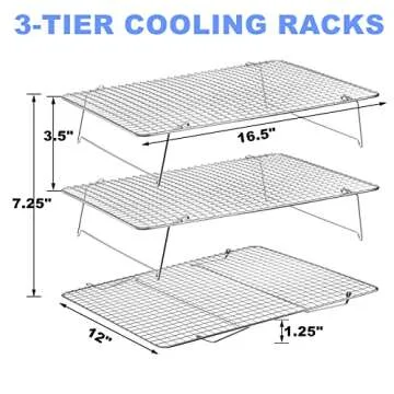Tebery Stainless Steel 3-Tier Cooling Rack Set