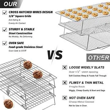 Tebery Stainless Steel 3-Tier Cooling Rack Set