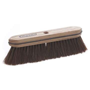 Superio Kitchen and Home Horsehair Broom With Wood Handle, Fine Premium Bristles - Heavy Duty Household Broom Easy Swiping Dust And Wisp Floors And Corners , 12" sweeping head