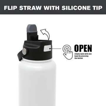 Hydraflow Hybrid - Triple Wall Vacuum Insulated Water Bottle with Flip Straw (25oz, Clay) Stainless Steel Metal Thermos, Reusable Leak Proof BPA-FREE for Sports and Travel