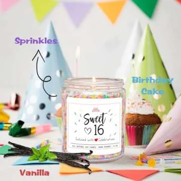 Homsolver Vanilla Birthday Cake Candle for Sweet 16 Gifts