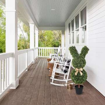 OAZALDA Artificial Bunny-Shaped Topiary Tree 35'' UV-Resistant Faux Boxwood Topiary Plant for Porch Decor（Set of Two）