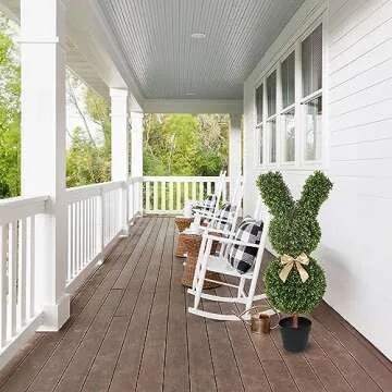 OAZALDA Artificial Bunny-Shaped Topiary Tree 35'' UV-Resistant Faux Boxwood Topiary Plant for Porch Decor（Set of Two）