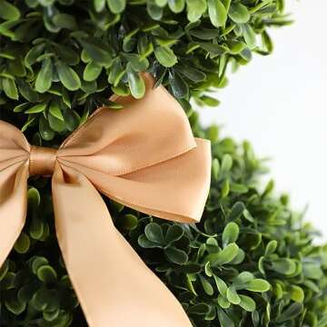 OAZALDA Artificial Bunny-Shaped Topiary Tree 35'' UV-Resistant Faux Boxwood Topiary Plant for Porch Decor（Set of Two）