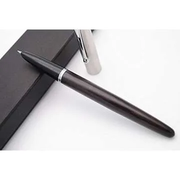 JINHAO 51A Wooden Fountain Pen Steel Cap – Elegant Ebony Wood, Extra Fine Nib