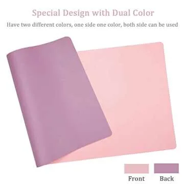 Large Desk Pad Mouse Pad, 35.4x15.75 Inches Non-Slip PU Leather Desk Mouse Mat Waterproof Desk Pad Protector Gaming Writing Mat for Office Home Desks (Pink+Purple)