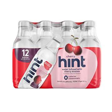 Hint Water Blackberry and Hint Water Cherry (Pack of 24), 12 Bottles Hint Blackberry & 12 Bottles Hint Cherry, Zero Calories, Zero Sugar and Zero Diet Sweeteners, 16 Ounce Bottles