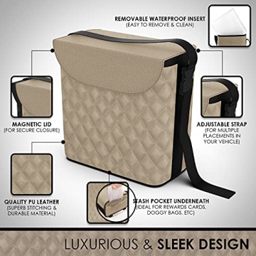 LUXXE Leather Car Trash Can & Tissue Box Combo Waterproof