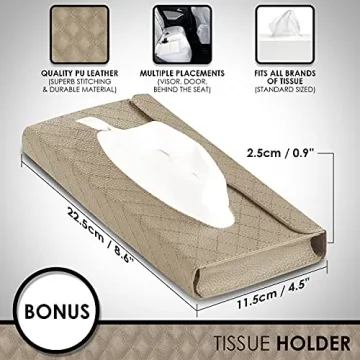 LUXXE Leather Car Trash Can & Tissue Box Combo Waterproof