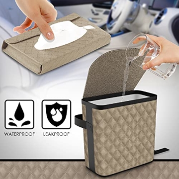 LUXXE Leather Car Trash Can & Tissue Box Combo Waterproof