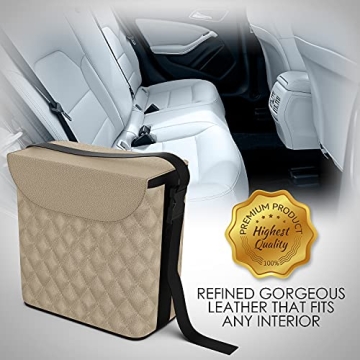 LUXXE Leather Car Trash Can & Tissue Box Combo Waterproof