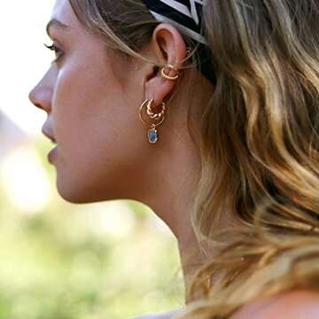 14K Gold Plated Croissant Earrings Twisted Round Hoop Earrings Chunky Hoop Earrings 925 Sterling Sil...