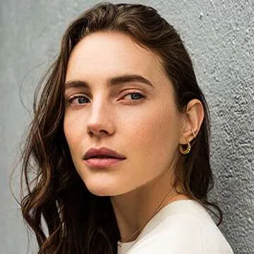 14K Gold Plated Croissant Earrings Twisted Round Hoop Earrings Chunky Hoop Earrings 925 Sterling Silver Post Earrings Huggies with CZ for Women and Gift for Her