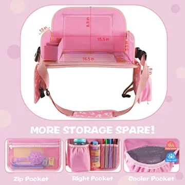 MENZOKE Kids Travel Tray with Tablet Holder in Pink