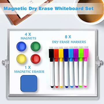 OWill Dry Erase White Board, 8” X 12” Small Whiteboard with Stand, Mini Whiteboard A4 Magnetic D...