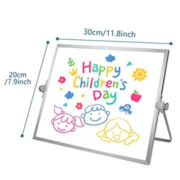 OWill Dry Erase White Board, 8” X 12” Small Whiteboard with Stand, Mini Whiteboard A4 Magnetic Desktop Board & Portable Double-Sided White Board Easel for Kids Drawing in School & Home