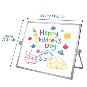 OWill Dry Erase White Board, 8” X 12” Small Whiteboard with Stand, Mini Whiteboard A4 Magnetic Desktop Board & Portable Double-Sided White Board Easel for Kids Drawing in School & Home