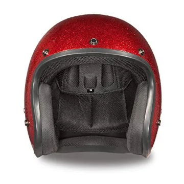 Daytona Cruiser Helmet - Red Flake - Lightweight 3/4 Shell with Visor