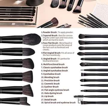 BS-MALL Makeup Brush Set 18 Pcs Premium Synthetic Foundation Powder Concealers Eye shadows Blush Makeup Brushes with black case (C-Black）