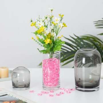 AiFanS Vase Fillers for Home Deco and Centerpieces,Heart Shaped Marbles for Vases,Acrylic Heart Gems for Table Scatter,Valentine's Day Decor - 225PCS, Pink