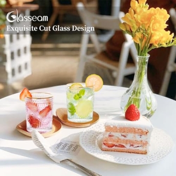 Vintage Crystal Glass Drink Set - 10 oz with Gold Rim