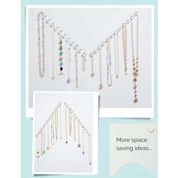 Mymazn 2 Pack Acrylic Necklaces Holder Hanging Jewelry Organizer Wall Mounted Necklace Hangers with 12 Hooks, Clear Jewelry Hangers for Necklace Organizer for Girls Women, Necklace Hooks for Wall