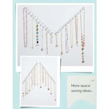 Mymazn 2 Pack Acrylic Necklaces Holder Hanging Jewelry Organizer Wall Mounted Necklace Hangers with 12 Hooks, Clear Jewelry Hangers for Necklace Organizer for Girls Women, Necklace Hooks for Wall