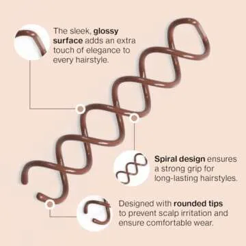 Kitsch Spiral Bobby Pins for Girls and Women - Hair Bun Maker | Rounded Tips, Chip-Resistant Bun Twist Spiral Hair Pins | Secure Hold All-Day - 3Pcs, Brown