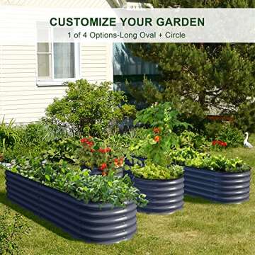 Olle 4-in-1 Galvanized Garden Beds Easy Setup 17" Tall