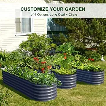 Olle 4-in-1 Galvanized Garden Beds Easy Setup 17" Tall