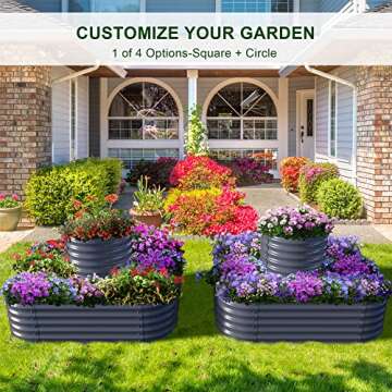 Olle 4-in-1 Galvanized Garden Beds Easy Setup 17" Tall
