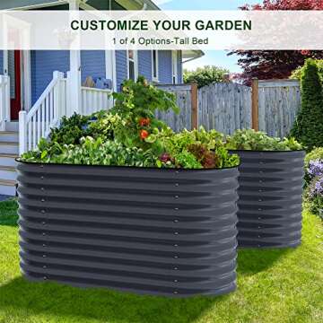 Olle 4-in-1 Galvanized Garden Beds Easy Setup 17" Tall