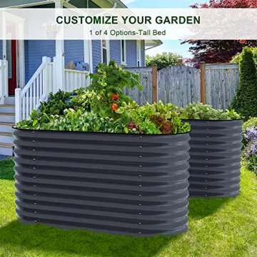 Olle 4-in-1 Galvanized Garden Beds Easy Setup 17" Tall
