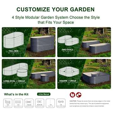 Olle 4-in-1 Galvanized Garden Beds Easy Setup 17" Tall