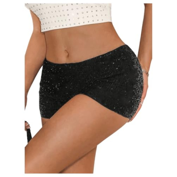 SHENHE Women's Sequin Mini Shorts Sparkly Low Rise Hot Pants