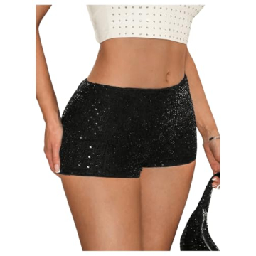 SHENHE Women's Sequin Mini Shorts Sparkly Low Rise Hot Pants