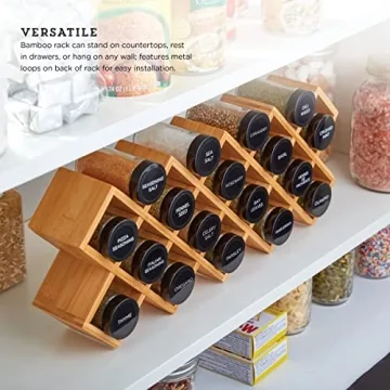 Kamenstein 18-Jar Spice Organizer Free 5-Year Refills Bamboo