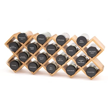 Kamenstein 18-Jar Spice Organizer Free 5-Year Refills Bamboo