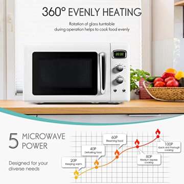 ARLIME Retro Microwave Oven, 900W/0.9Cu.Ft, Small Countertop Microwave w/Defrost & Auto Cooking, LED...