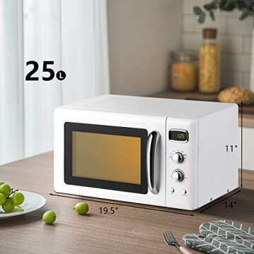 ARLIME Retro Microwave Oven, 900W/0.9Cu.Ft, Small Countertop Microwave w/Defrost & Auto Cooking, LED Display, Pull Handle, Easy Clean Stainless Steel Interior, Child Lock, ETL Certification