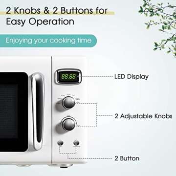 ARLIME Retro Microwave Oven, 900W/0.9Cu.Ft, Small Countertop Microwave w/Defrost & Auto Cooking, LED Display, Pull Handle, Easy Clean Stainless Steel Interior, Child Lock, ETL Certification